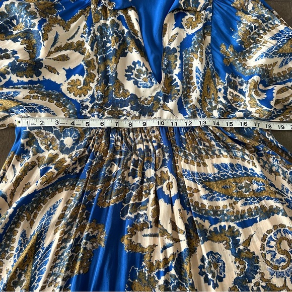 NWT Free People Say You Love Me Blue Gold Mini Dress Boho Babydoll Festival S - Picture 6 of 11